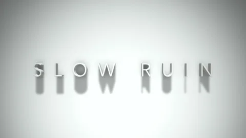 Slow ruin 3D title animation with shadows on a white background Stock Footage 297387726