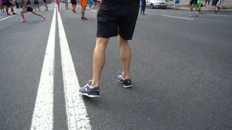 Slow running . Man warming up before competition. Stock Footage 68101878