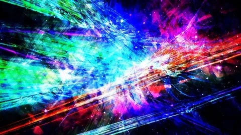 Slow Shifting Rainbow Outer Space Laser Light Show with Stars Stock Footage 113140562