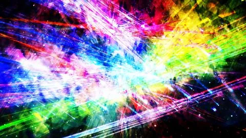 Slow Shifting Rainbow Outer Space Laser Light Show with Stars Stock Illustration