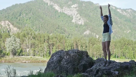 Slow shooting. The joy of climbing and overcoming the route Stock Footage 111942801