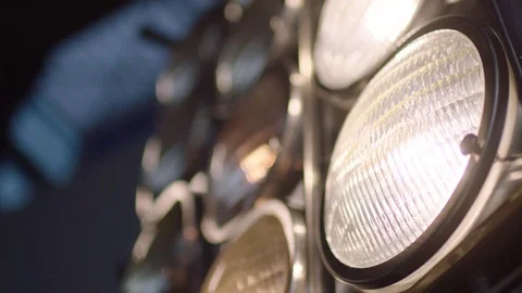 Slow shot of lights on set switching on Stock Footage 70462710