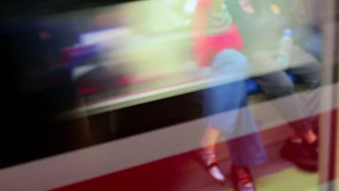 Slow shutter effect of moving train Stock Footage 332578802