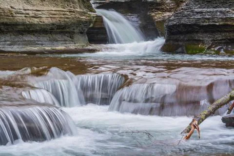 Slow-Shutter Gorge Waterfall Stock Photos