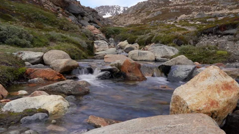 Slow shutter time-lapse of a fresh water stream in Patagonia Stock Footage 287946340