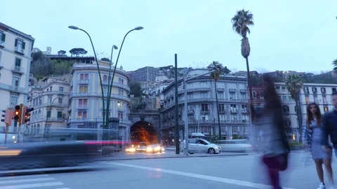 Slow shutter time lapse in Naples, Italy. Stock Footage 72990840