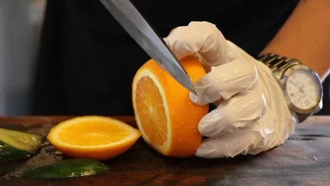 Slow Slice Orange. Video stock 124682277