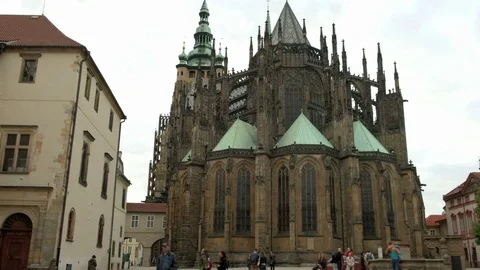 Slow slide across St. Vitus Cathedral Prague Stock Footage 80903466