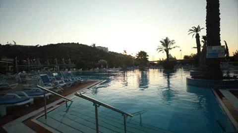 Slow slide by the pool Video stock 8963239