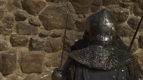 Slow smooth movement of two warriors Stock Footage 100148705