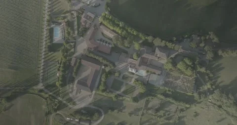 Slow Spiral Drone Shot Over Tuscan Villa in Bucine, Italy Stock Footage 343931812