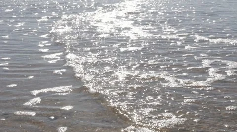 Slow spreading sea waves on the beach slow-mo 1920X1080 FullHD footage - Wavy Stock Footage 53642109