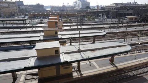 Slow start train seen from above Stock Footage 103489025