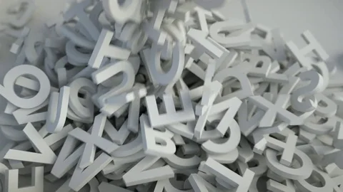 A slow stream of dynamic letters falling into a pile Stock Footage 81346820