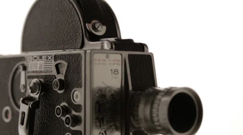 Slow Tilt Down to Bolex 16mm Film Camera Stock Footage 35012559