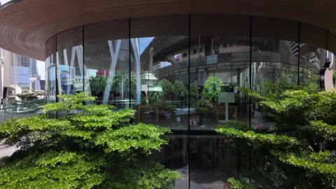 Slow tilt up the impressive Apple Store, Bangkok Stock Footage 300947543