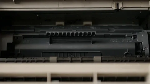 Slow tilt on modern laser printer interior Stock Footage 76711570