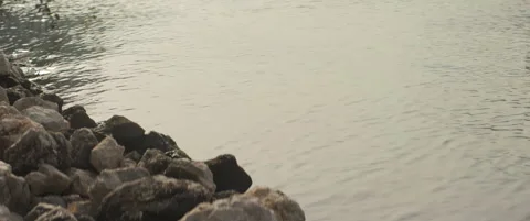 Slow tilting on river Danube in Kazan canyon 5.7K scope video Stock Footage 323792203