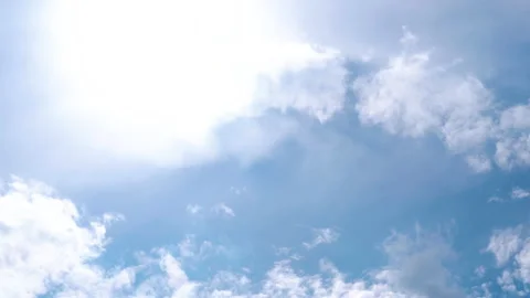 Slow Top-down panning through clouds in the blue sky with a stop at the flag 스톡 동영상 201215007