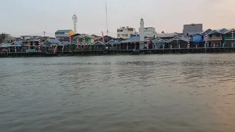 Slow tracking shot exploring by boat on a river 4 Stock Footage 249151782