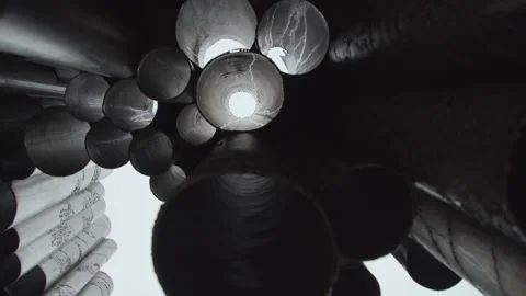 Slow tracking shot looking up through The Sibelius Monument Stock Footage 146271942