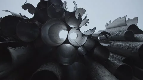Slow tracking shot looking up through The Sibelius Monument Stock Footage 146291623