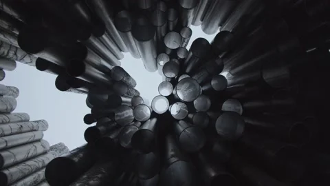 Slow tracking shot looking up through The Sibelius Monument Stock Footage 146291952