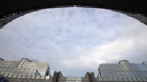 Slow tracking shot outside the EU Government Building in Brussels Stock-Footage 71131476