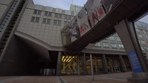 Slow tracking shot outside the EU Government Building in Brussels Stock-Footage 71132998
