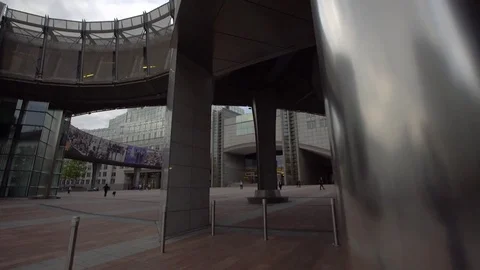 Slow tracking shot outside the EU Government Building in Brussels Stock-Footage 71133207