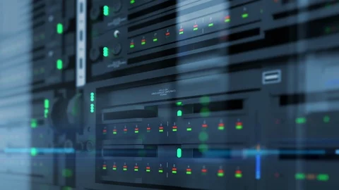 Slow tracking shot of server units in cloud service data center  Stock Footage 121263767