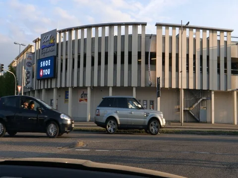 Slow traffic in Kehl at the entrance to France Stock Footage
