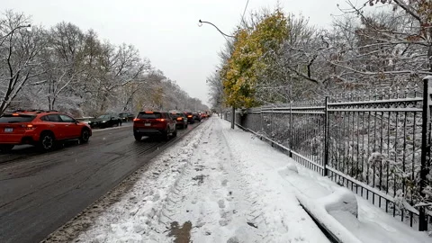 Slow Traffic In Snow Stock Footage 221777188