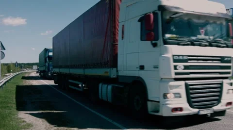 Slow Trucks Traffic Stock Footage 49912585