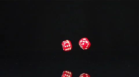 SLOW: Two red cube falls on a black table Vídeo Stock 58606298