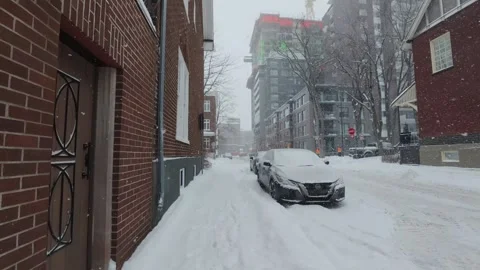 Slow Walk Through Snow Covered Urban Neighborhood Stock Footage 323424285