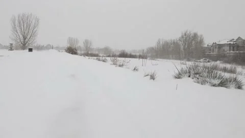 Slow Walk Through Wind and Snow Stock Footage 230542585