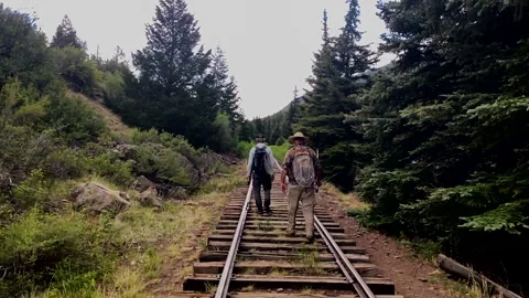 Slow walk on the tracks Video stock 135453330