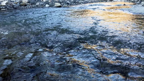 Slow water flow of a rocky mountain river Stock Footage 228764355