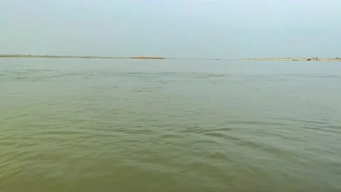 Slow water flow ( Sone - River Dehri-on-sone ) Stock Footage 154355804