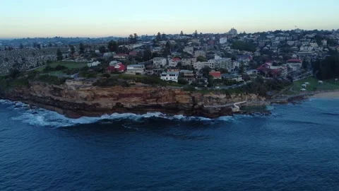 Slow, wide orbit of Bronte Beach in Sydney, 4K Video stock 241418213
