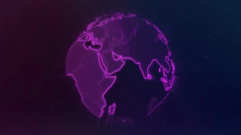 Slow zoom in on 3D Spinning Digital Earth Hologram with stars 01 Stock Footage 108233103