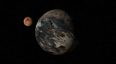 Slow zoom in to alien planet with moon, alpha channel included Stock Footage 59986472