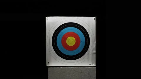 Slow zoom in on archery target Stock Footage 148868047