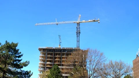 Slow zoom in on a construction crane Stock Footage 91039633