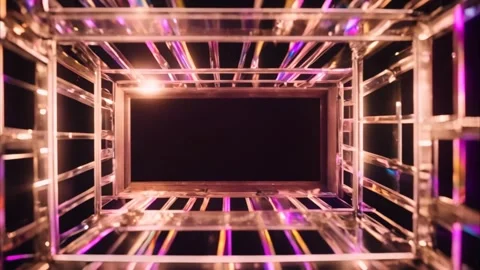 Slow Zoom Effect inside Neon Colorful Rectangular Frame. Stock Footage 273953318