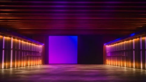 Slow zoom effect on square blank frame box with glowing neon decorations ar.. Vídeos de archivo 273954180