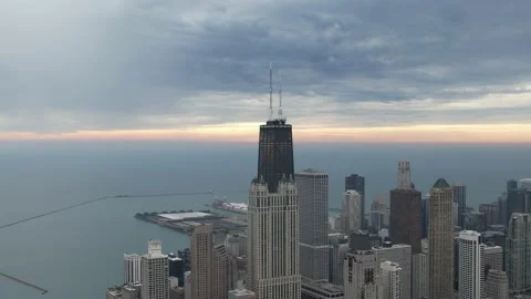 Slow Zoom-in on the Hancock building in Chicago Stock Footage 220162356
