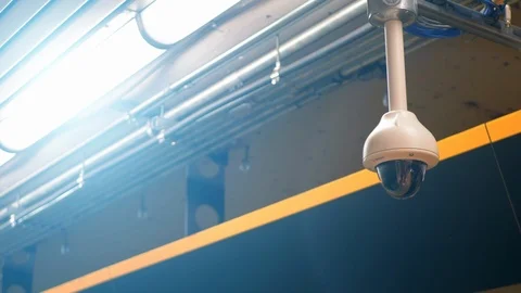 Slow Zoom Night Security Camera System Close Up Technology Background Equipment Stock Footage 88352187