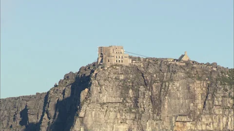 Slow zoom out of cable car station, Table Mountain Stock Footage 37732963